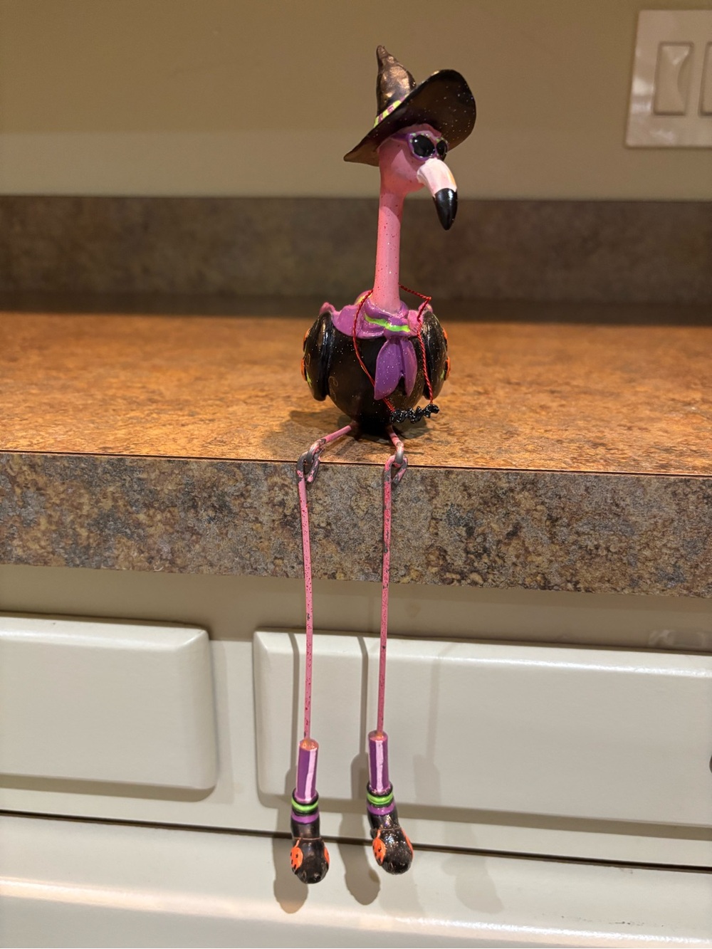 Flamingo witch shelf sitter Halloween fall home decor beach coastal
